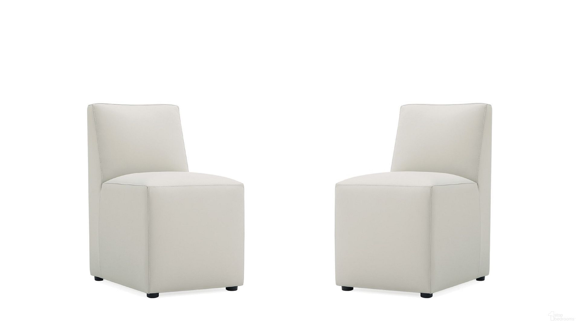 Anna Square Faux Leather Dining Chair Set of 2 In Light Stone Grey