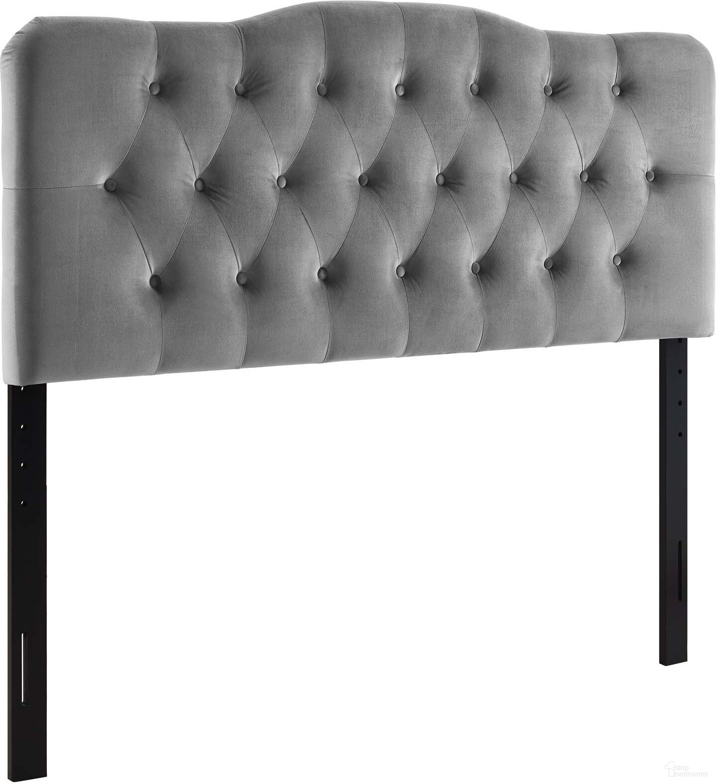 The appearance of Annabel Gray Queen Diamond Tufted Performance Velvet Headboard MOD-6129-GRY designed by Modway in the modern / contemporary interior design. This gray velvet piece of furniture  was selected by 1StopBedrooms from Annabel Collection to add a touch of cosiness and style into your home. Sku: MOD-6129-GRY. Bed Size: Queen. Material: MDF.