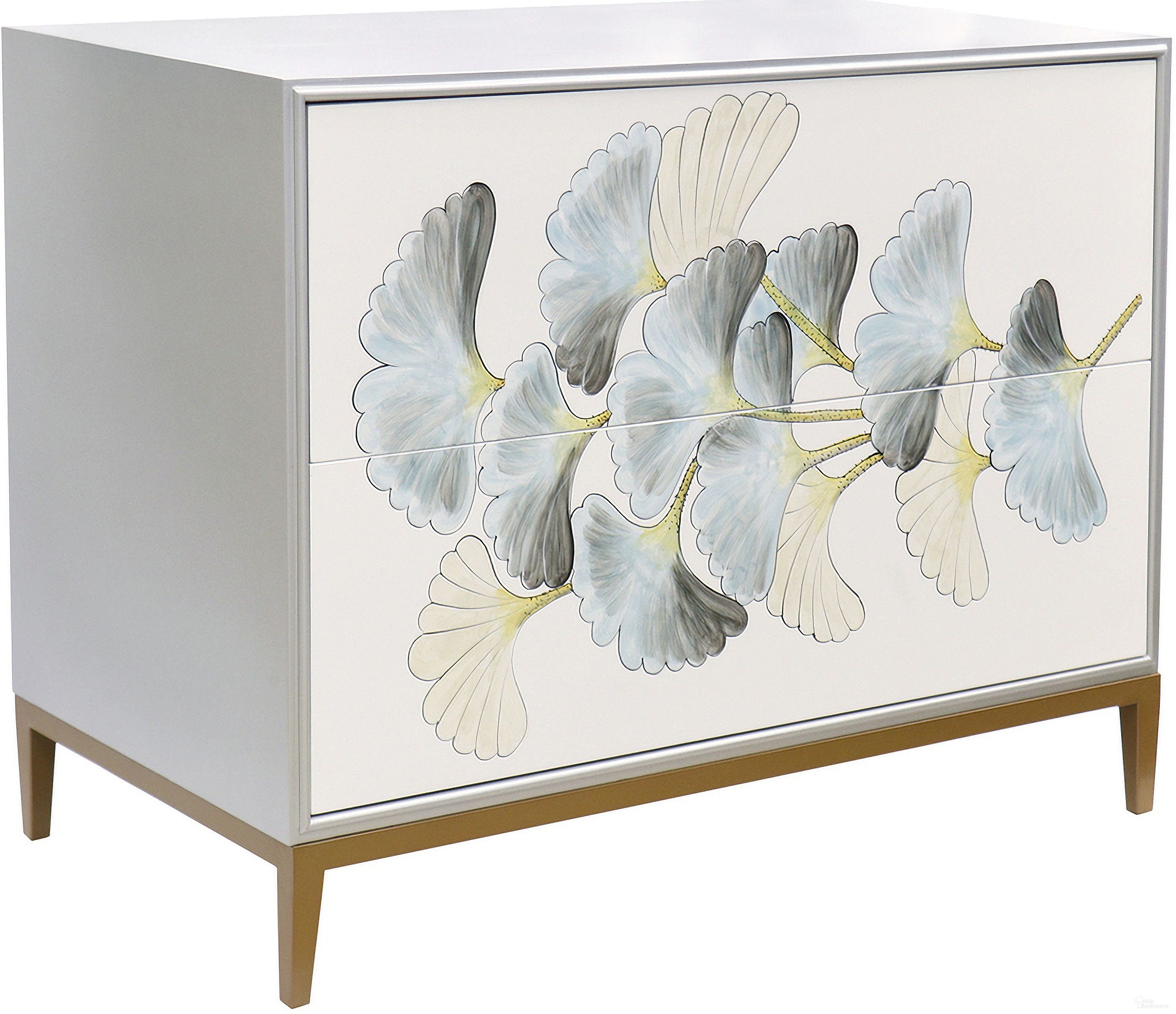 The appearance of Annabelle Nightstand In Ivory and Silver designed by Pasargad Home in the modern / contemporary interior design. This ivory and silver piece of furniture  was selected by 1StopBedrooms from Pearl Collection to add a touch of cosiness and style into your home. Sku: PPH-Y2. Material: Wood.