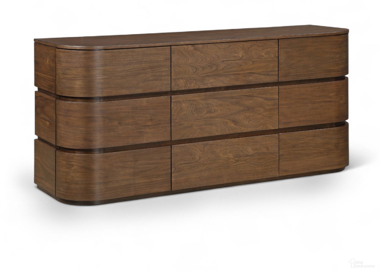 The appearance of Annalise Solid Wood Dresser In Brown designed by Meridian in the transitional interior design. This brown piece of furniture  was selected by 1StopBedrooms from Annalise Collection to add a touch of cosiness and style into your home. Sku: 859Brown-D. Material: Rubberwood.