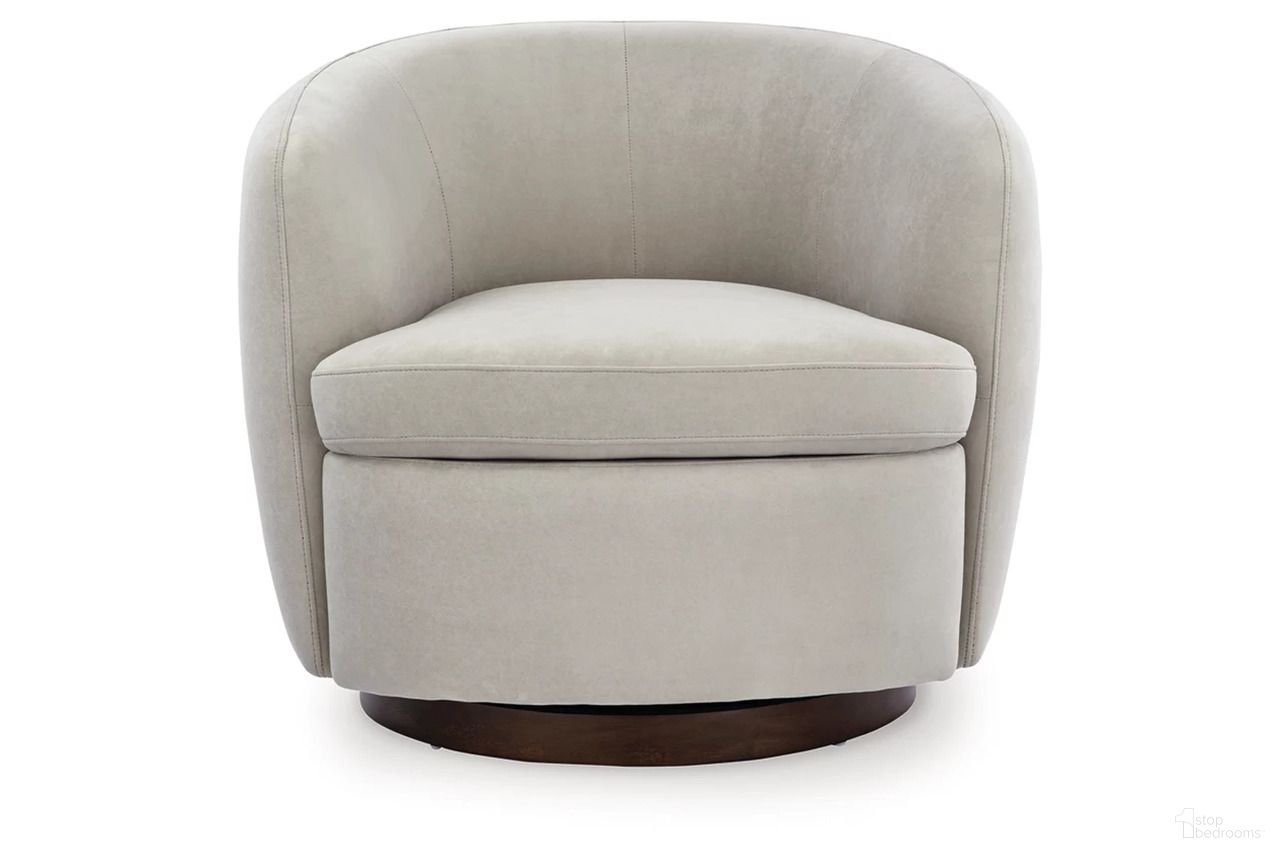 Annbury Swivel Accent Chair In Light Beige