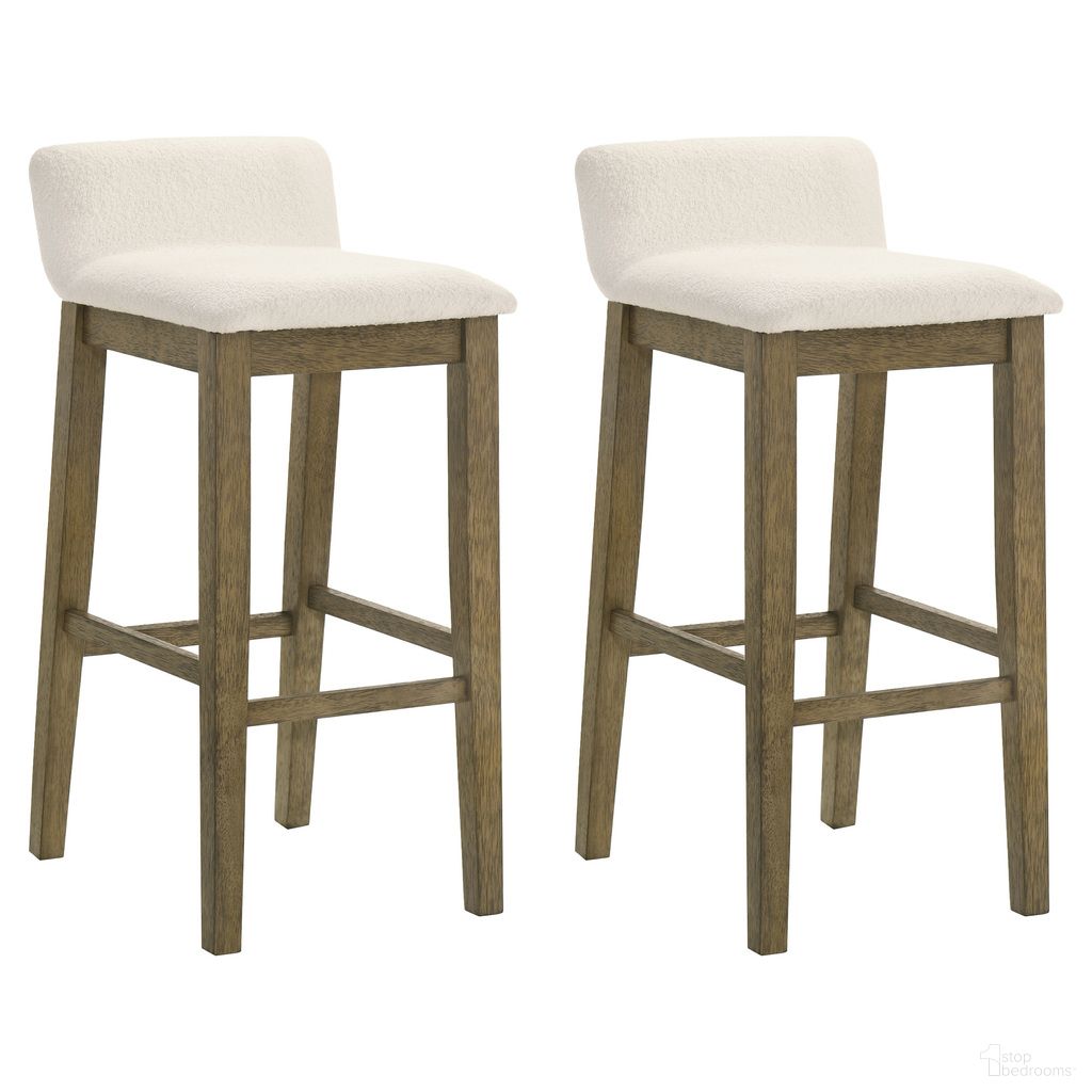 Annikah Bar Height Bar Stool Set of 2 In Putty Brown and White