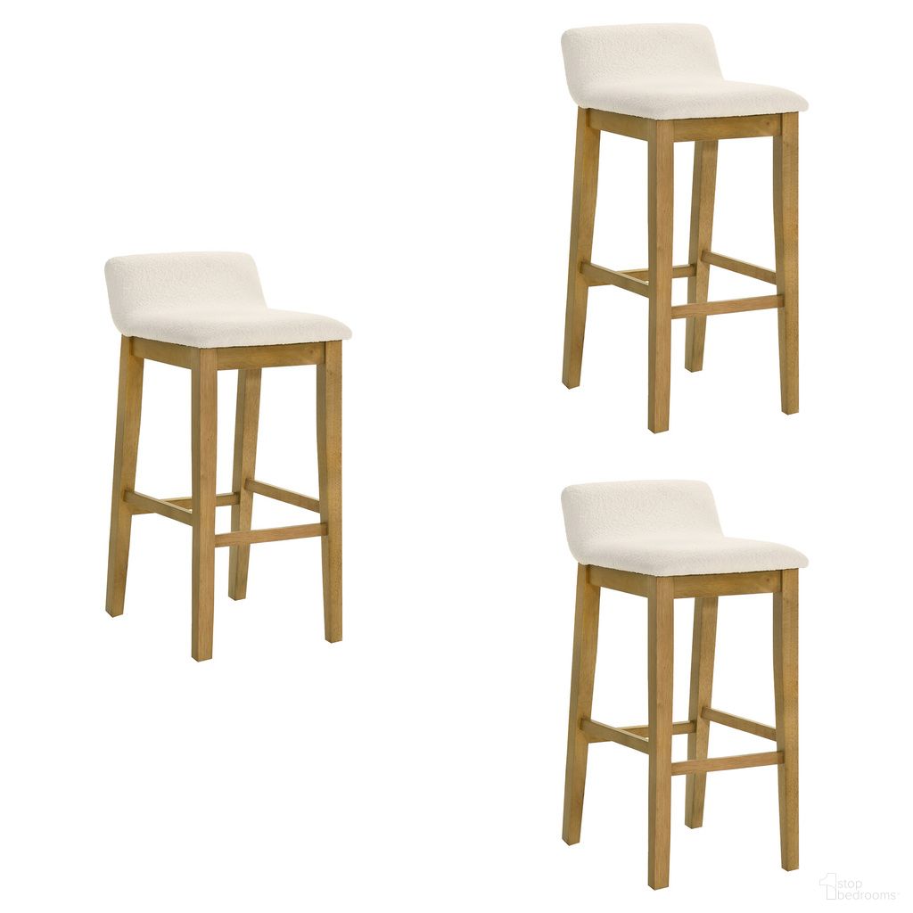 The appearance of Annikah Bar Height Bar Stool Set of 3 In Amber Glow and White designed by Armen Living in the modern / contemporary interior design. This amber glow and white piece of furniture  was selected by 1StopBedrooms from Annikah Collection to add a touch of cosiness and style into your home. Sku: LCAKBAWHAG30;LCAKBAWHAG30;LCAKBAWHAG30. Material: Polyester.