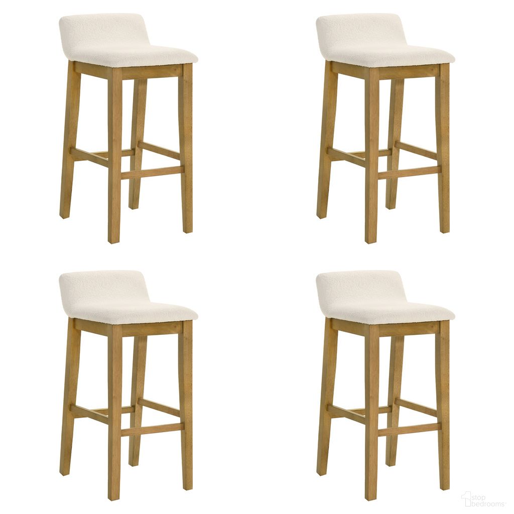 The appearance of Annikah Bar Height Bar Stool Set of 4 In Amber Glow and White designed by Armen Living in the modern / contemporary interior design. This amber glow and white piece of furniture  was selected by 1StopBedrooms from Annikah Collection to add a touch of cosiness and style into your home. Sku: LCAKBAWHAG30;LCAKBAWHAG30;LCAKBAWHAG30;LCAKBAWHAG30. Material: Polyester.
