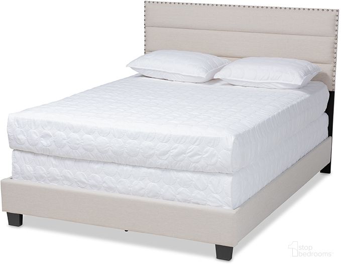 Ansa Modern And Contemporary Beige Fabric Upholstered Full Size Bed