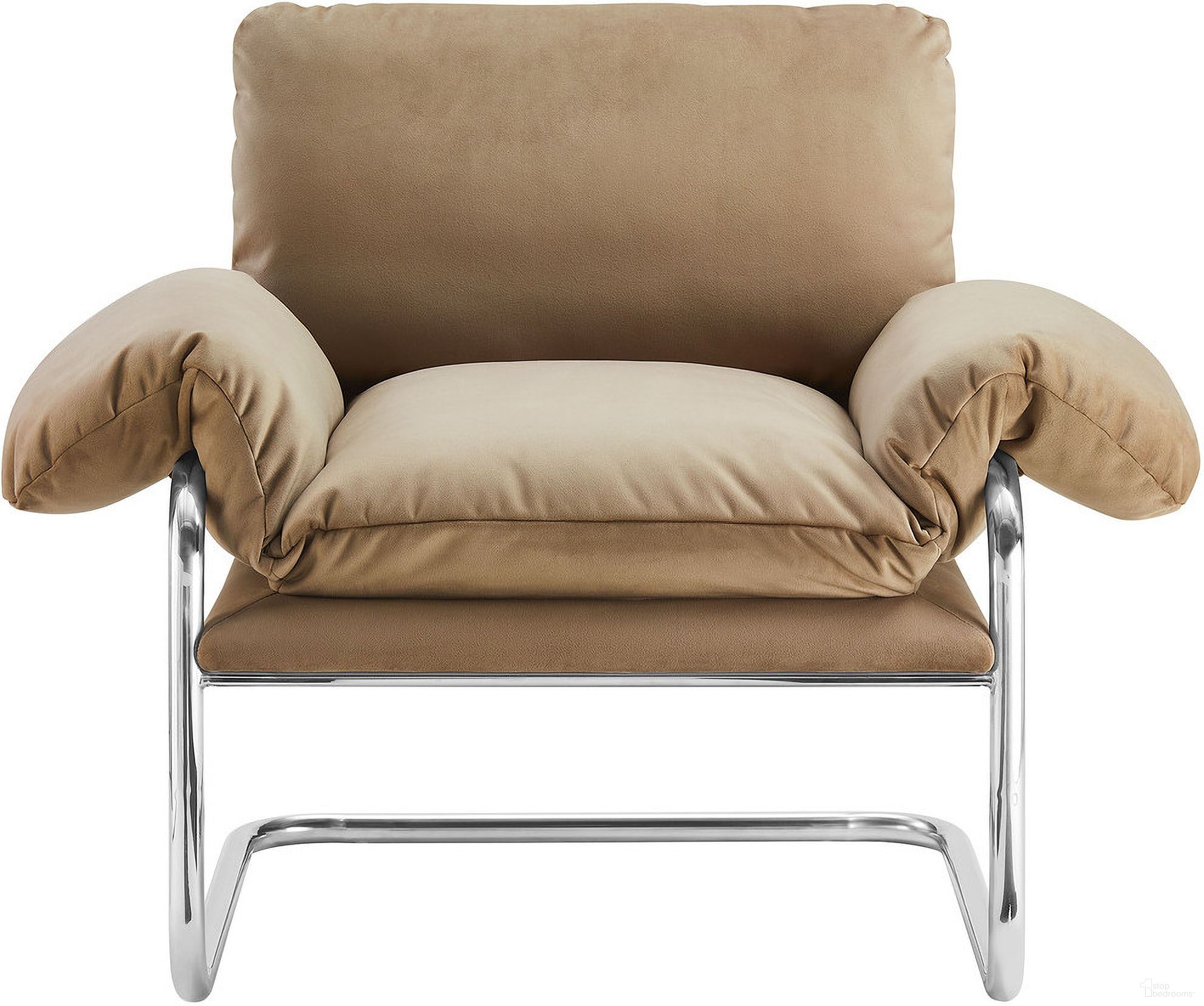 Ansel Performance Velvet Accent Chair In Taupe