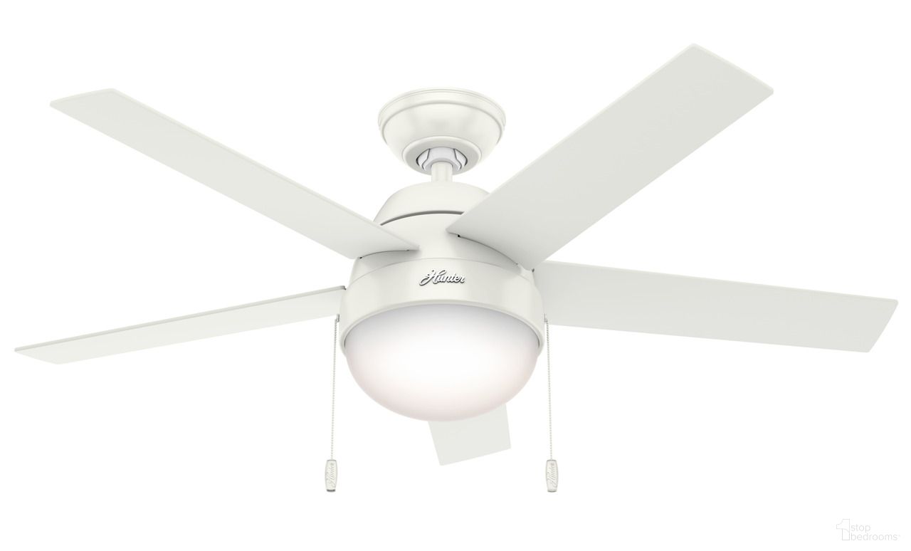 Anslee 46 Inch Ceiling Fan with LED Light Kit and Pull Chain In Fresh White