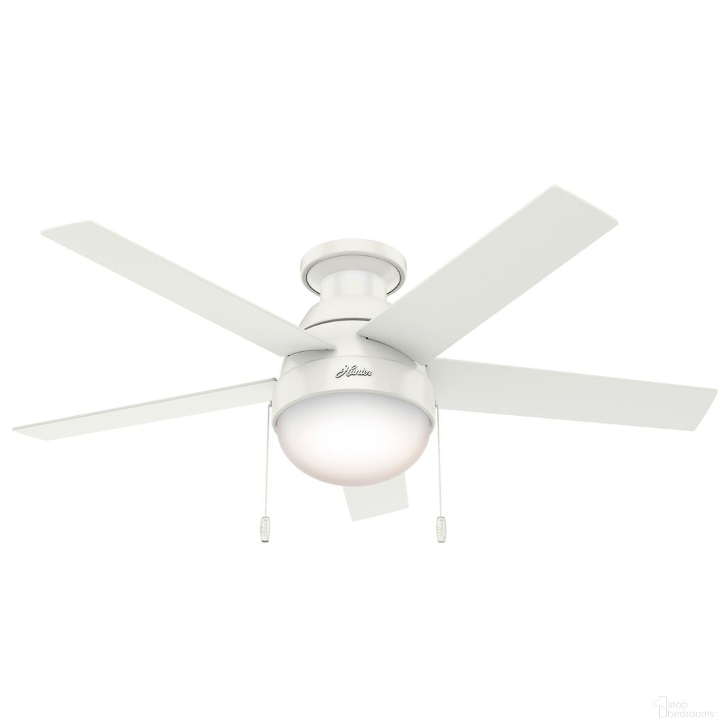 Anslee 46 Inch Low Profile Ceiling Fan with LED Light Kit and Pull Chain In Fresh White