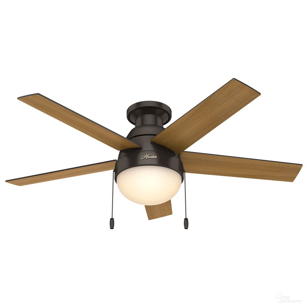 Anslee 46 Inch Low Profile Ceiling Fan with LED Light Kit and Pull Chain In Premier Bronze and Dark Walnut