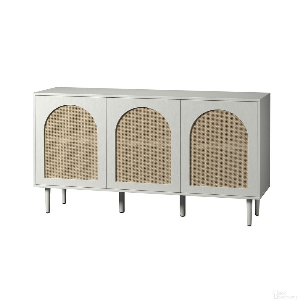 The appearance of Antiope Sideboard In White designed by Karat Home in the modern / contemporary interior design. This white piece of furniture was selected by 1StopBedrooms from Antiope Collection to add a touch of cosiness and style into your home. Sku: TVSBSD0505-WTE. Material: Engineered Wood.