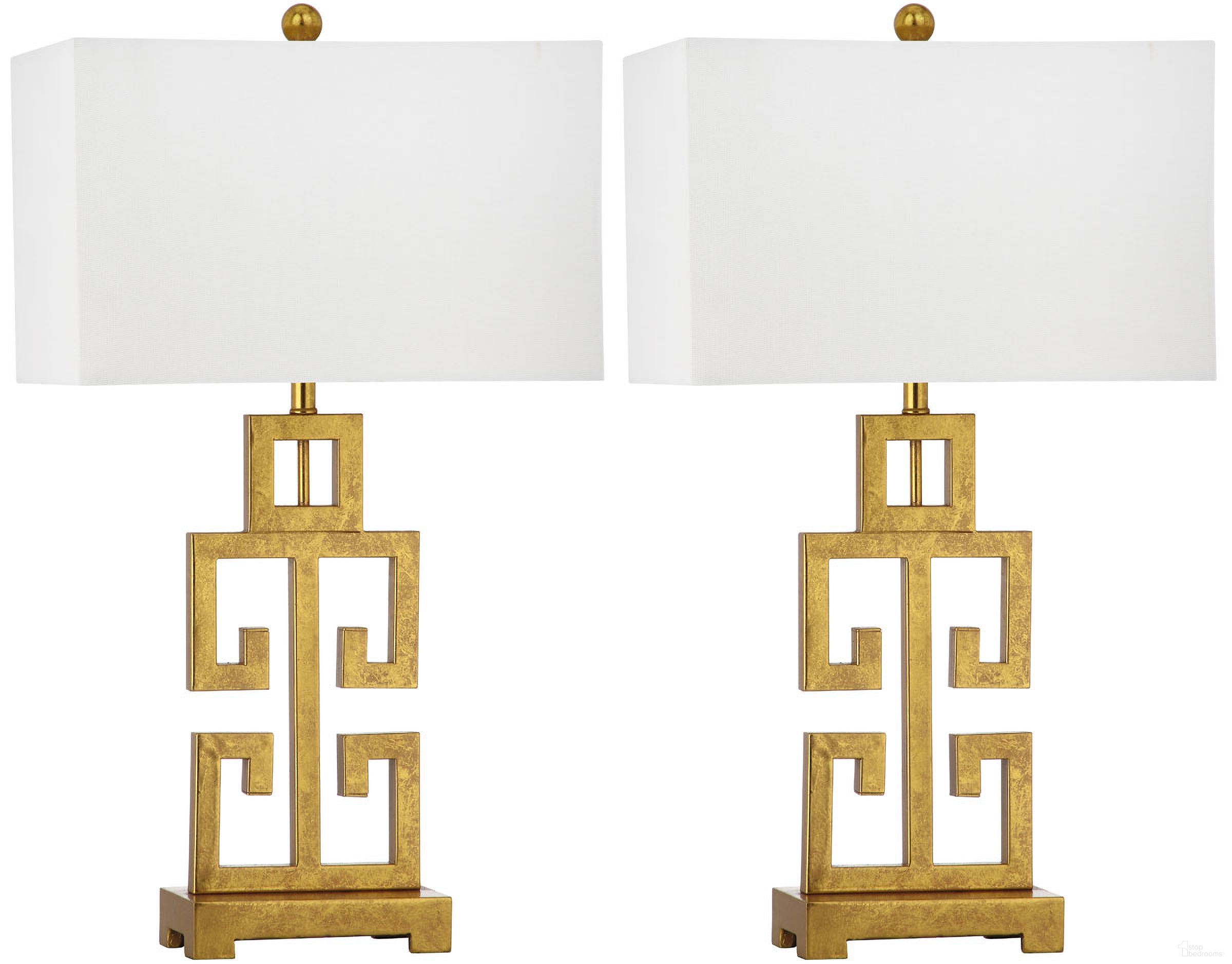 Antique Gold and Off-White Greek 29 Inch Key Table Lamp Set of 2