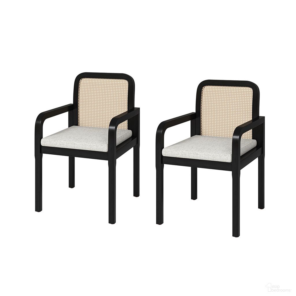 The appearance of Antoine Ratten Dining Chair Set Of 2 In Black designed by Karat Home in the modern / contemporary interior design. This black piece of furniture was selected by 1StopBedrooms from Antoine Collection to add a touch of cosiness and style into your home. Sku: DCTL0955-BLK. Material: Linen Look Fabric.