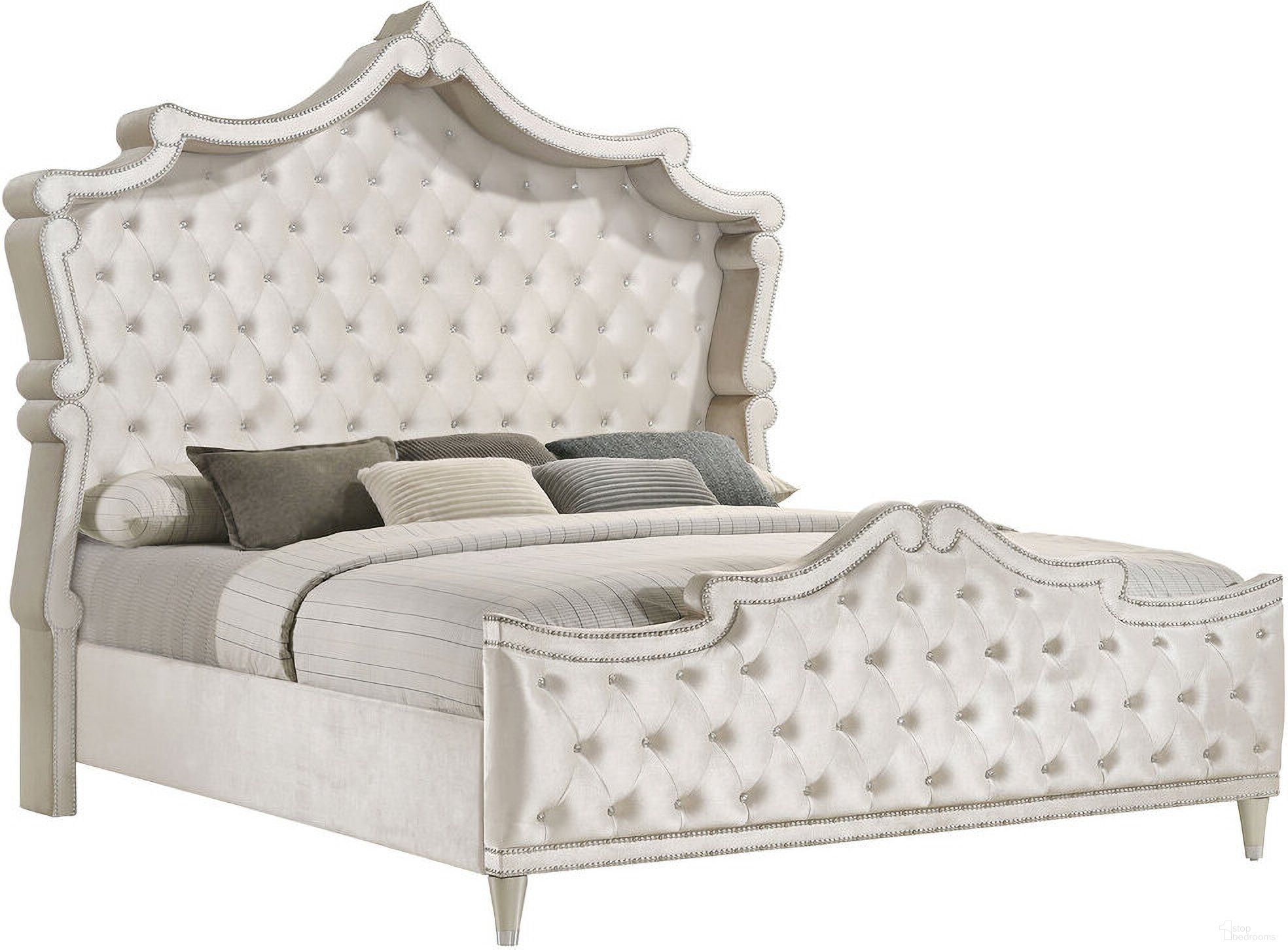 The appearance of Antonella Upholstered Tufted California King Bed Ivory and Camel designed by Coaster in the glam interior design. This ivory and camel piece of furniture was selected by 1StopBedrooms from Antonella Collection to add a touch of cosiness and style into your home. Sku: 223521KWB1;223521KWB2;223521KWB3. Material: Upholstered. Bed Size: California King. Bed Type: Upholstered Bed.
