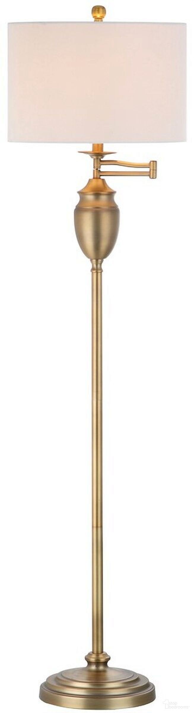 The appearance of Antonia Gold 60 Inch Floor Lamp with White Shade designed by Safavieh in the modern / contemporary interior design. This gold piece of furniture was selected by 1StopBedrooms from Safavieh LIT Collection to add a touch of cosiness and style into your home. Sku: LIT4336A. Material: Iron.