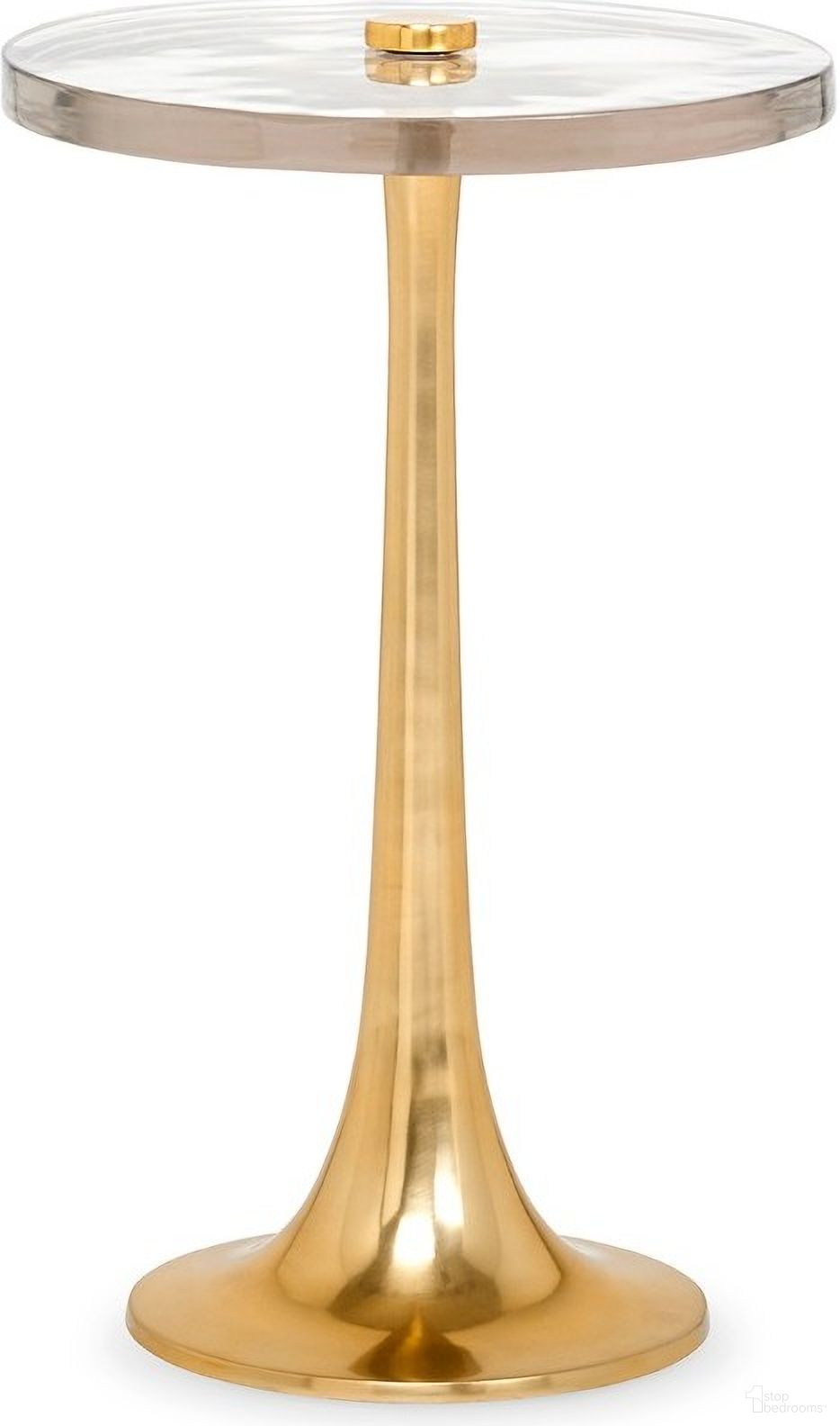 The appearance of Antonia Side Table In Polished Brass designed by Villa & House in the transitional interior design. This brass piece of furniture  was selected by 1StopBedrooms from Antonia Collection to add a touch of cosiness and style into your home. Sku: ATN-100-803. Material: Glass.