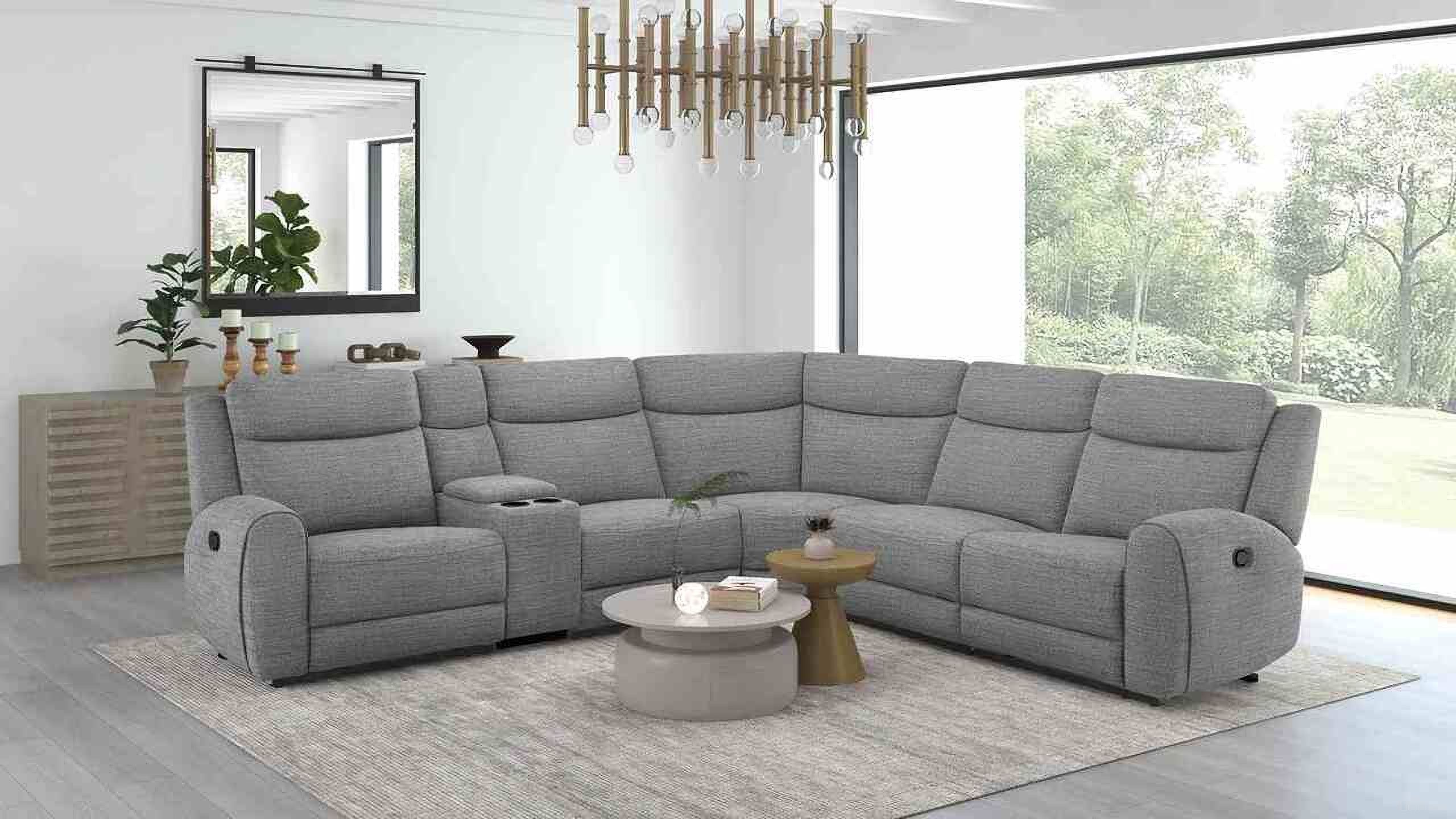 The appearance of Antonius Sectional In Gray designed by Furniture of America in the modern / contemporary interior design. This gray piece of furniture was selected by 1StopBedrooms from Antonius Collection to add a touch of cosiness and style into your home. Sku: CM9985GY-LCH-M;CM9985GY-RCH-M;CM9985GY-AC;CM9985GY-AC;CM9985GY-CNR;CM9985GY-CS. Material: Polyester.