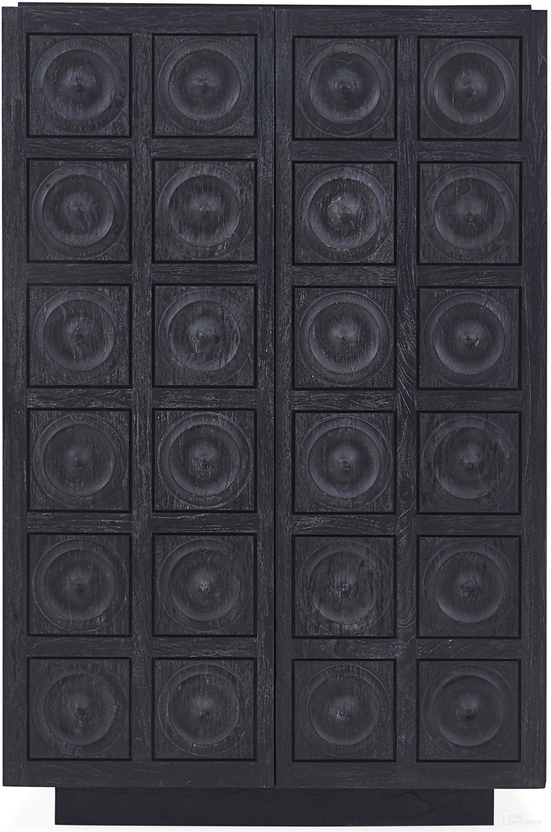 The appearance of Antwerp Circles Cabinet In Ebonized Mindi designed by Jonathan Adler in the modern / contemporary interior design. This ebonized mindi piece of furniture was selected by 1StopBedrooms from Antwerp Collection to add a touch of cosiness and style into your home. Sku: 29801. Material: Veneer.