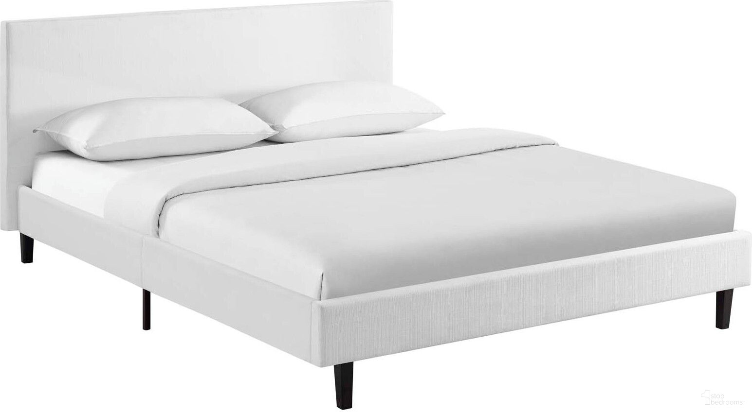 The appearance of Anya White Full Fabric Bed designed by Modway in the modern / contemporary interior design. This white piece of furniture  was selected by 1StopBedrooms from Anya Collection to add a touch of cosiness and style into your home. Sku: MOD-5418-WHI. Bed Type: Platform Bed. Material: Wood. Bed Size: Full.