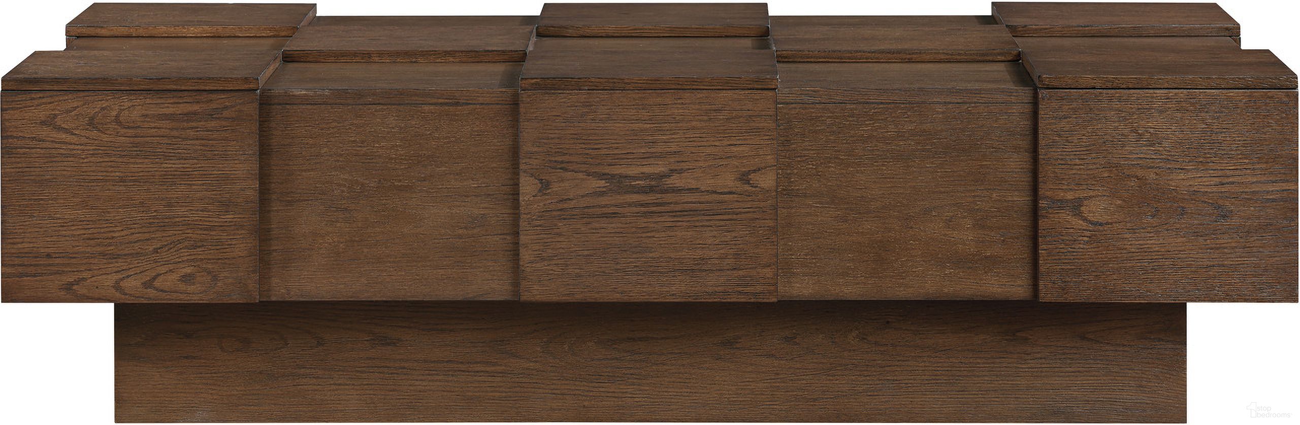 The appearance of Anzio Oak Veneer Coffee Table In Brown designed by Meridian in the modern / contemporary interior design. This brown piece of furniture was selected by 1StopBedrooms from Anzio Collection to add a touch of cosiness and style into your home. Sku: 99097Brown-CT. Material: Oak Veneer.