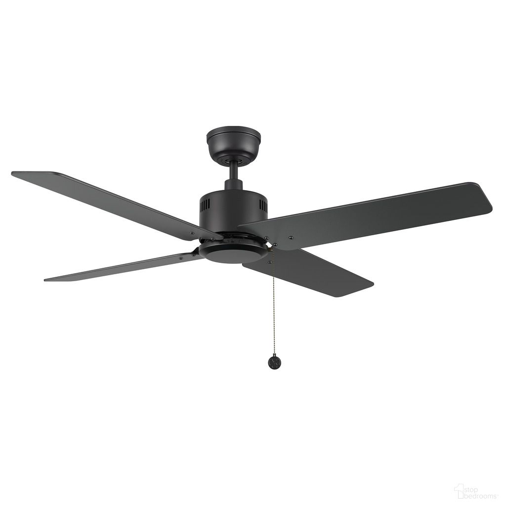 Apex 52 Inch 4-Blade No Light Ceiling Fan with Pull Chain In Black