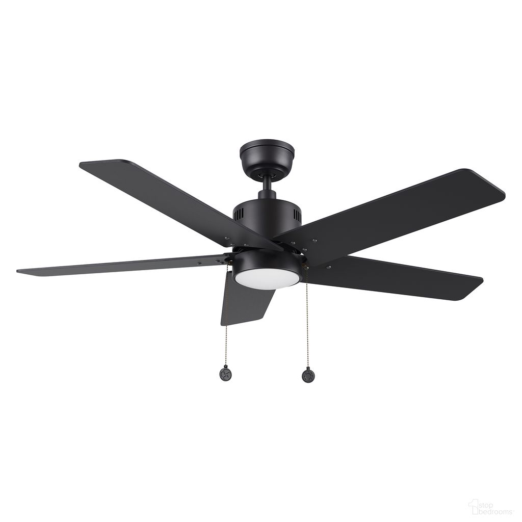 Apex 52 Inch 5-Blade Ceiling Fan with LED Light and Pull Chain In Black