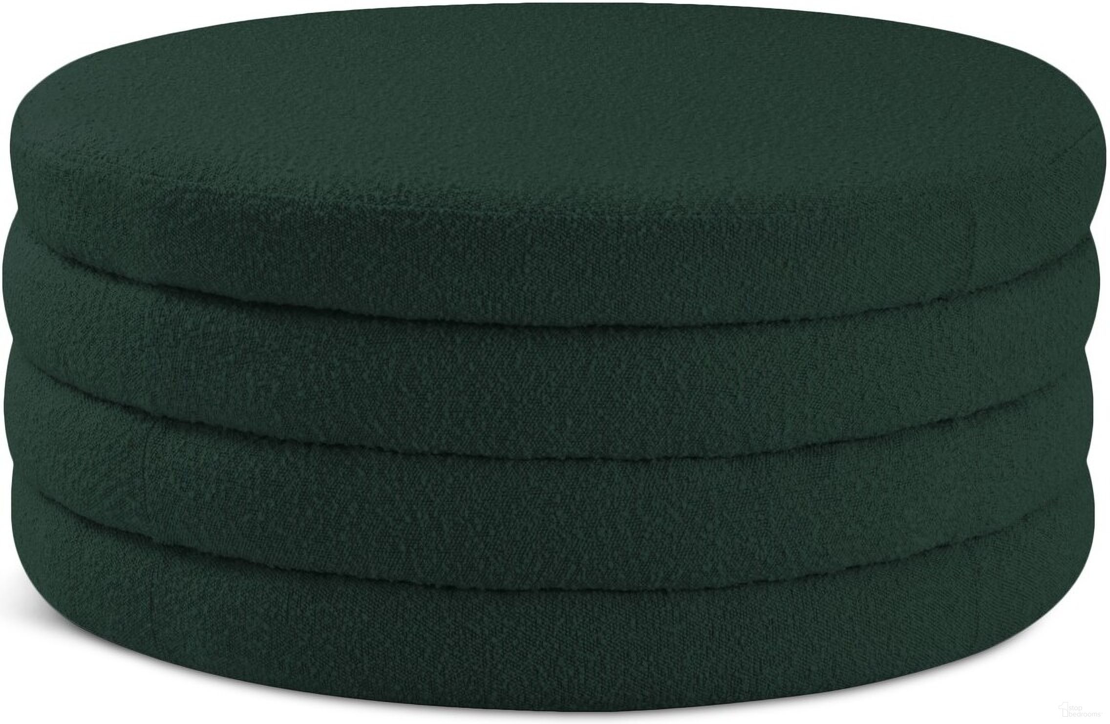 The appearance of Aphia Boucle Fabric Ottoman/Coffee Table In Green designed by Meridian in the modern / contemporary interior design. This green piece of furniture was selected by 1StopBedrooms from Aphia Collection to add a touch of cosiness and style into your home. Sku: 154Green. Material: Boucle.