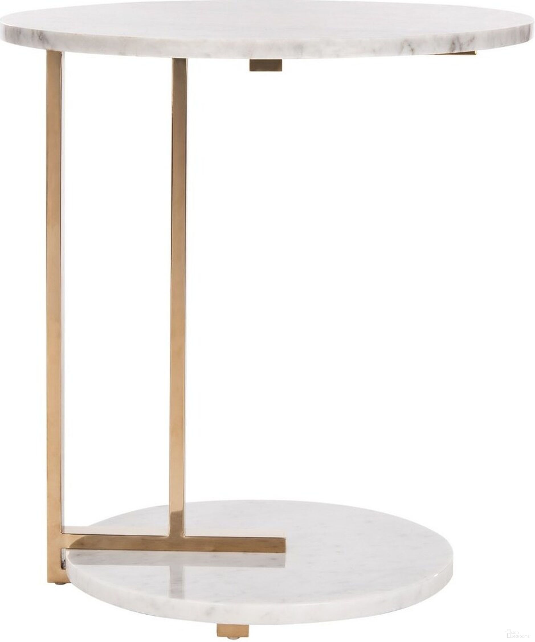 The appearance of Aphrodite Marble End Table In Gold and White designed by Safavieh Couture in the modern / contemporary interior design. This gold and white piece of furniture  was selected by 1StopBedrooms from Aphrodite Collection to add a touch of cosiness and style into your home. Sku: FOX9055A. Material: Stainless Steel.