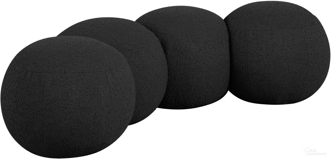 The appearance of Apollo Boucle Fabric Bench In Black designed by Meridian in the modern / contemporary interior design. This black piece of furniture was selected by 1StopBedrooms from Apollo Collection to add a touch of cosiness and style into your home. Sku: 22093Black. Material: Boucle Fabric.