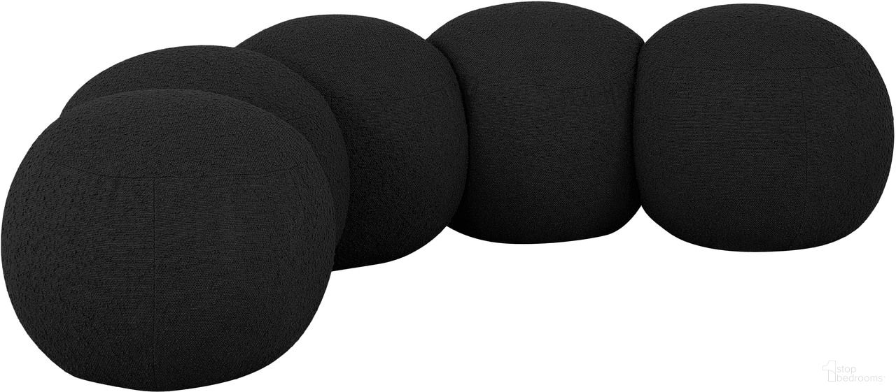 The appearance of Apollo Boucle Fabric Bench In Black designed by Meridian in the modern / contemporary interior design. This black piece of furniture was selected by 1StopBedrooms from Apollo Collection to add a touch of cosiness and style into your home. Sku: 22095Black. Material: Boucle Fabric.