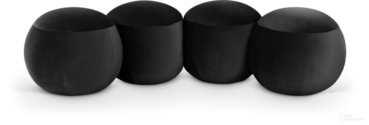 The appearance of Apollo Velvet Upholstered Bench In Black designed by Meridian in the modern / contemporary interior design. This black piece of furniture was selected by 1StopBedrooms from Apollo Collection to add a touch of cosiness and style into your home. Sku: 22094Black. Material: Velvet.