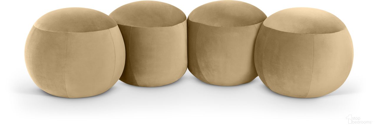 Apollo Velvet Upholstered Bench In Camel