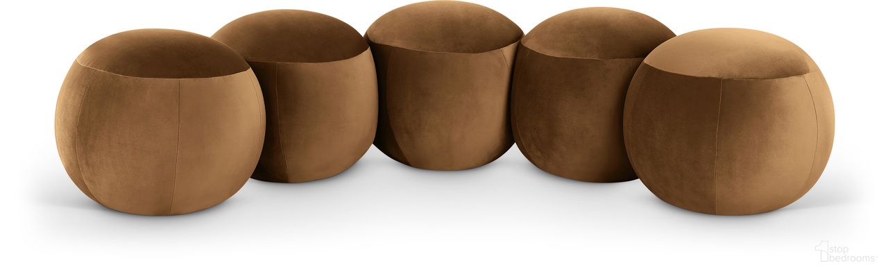 The appearance of Apollo Velvet Upholstered Bench In Saddle designed by Meridian in the modern / contemporary interior design. This saddle piece of furniture  was selected by 1StopBedrooms from Apollo Collection to add a touch of cosiness and style into your home. Sku: 22099Saddle. Material: Velvet.