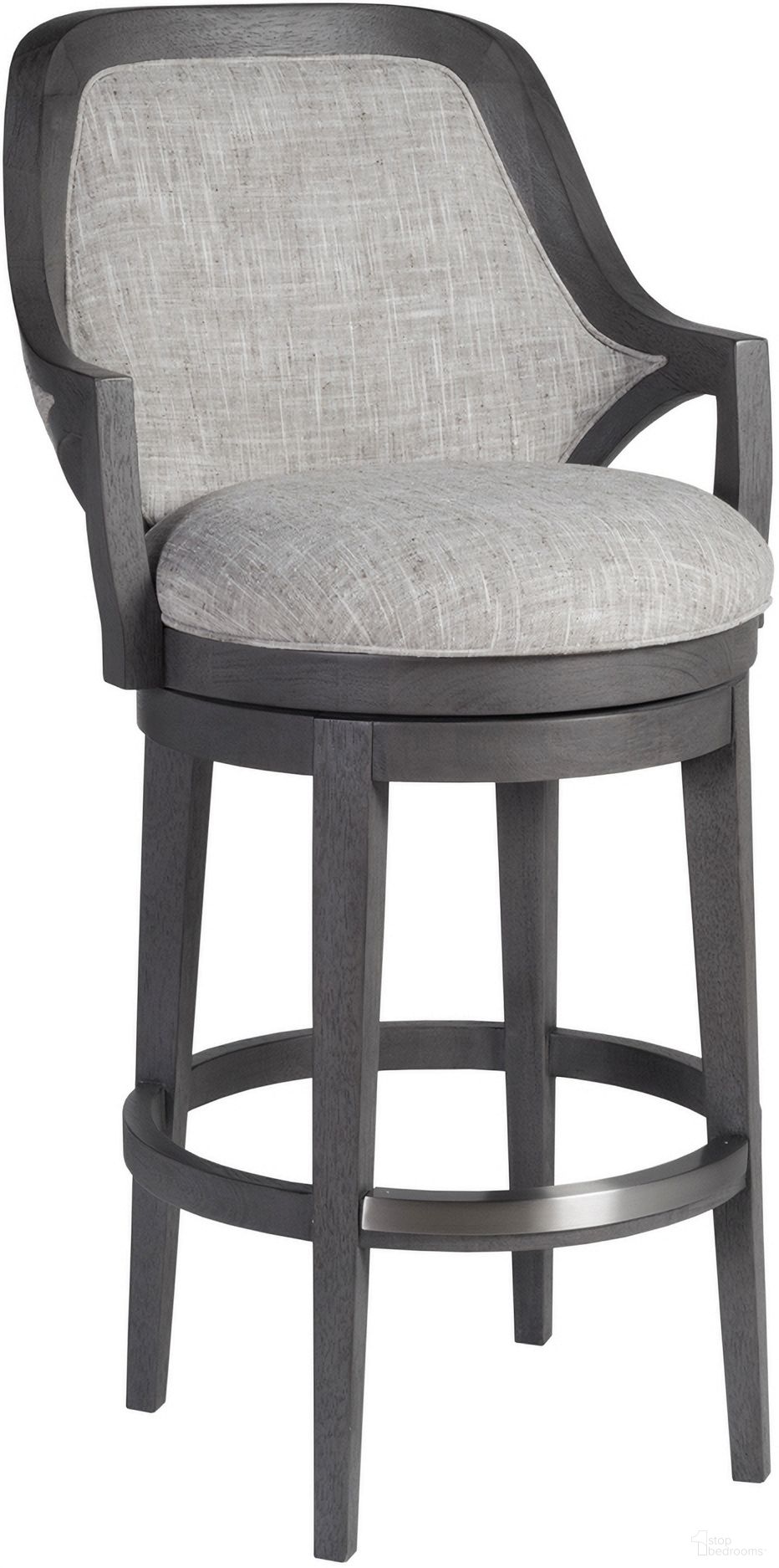 The appearance of Appellation Appellation Upholstered Swivel Barstool In Gray designed by Artistica Home in the transitional interior design. This gray piece of furniture was selected by 1StopBedrooms from Appellation Collection to add a touch of cosiness and style into your home. Sku: 2200-896-01. Material: Wood.