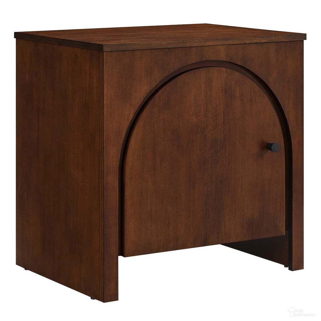 The appearance of Appia Arched Door Nightstand In Walnut designed by Modway in the modern / contemporary interior design. This walnut piece of furniture was selected by 1StopBedrooms from Appia Collection to add a touch of cosiness and style into your home. Sku: MOD-7109-WAL. Material: Wood.