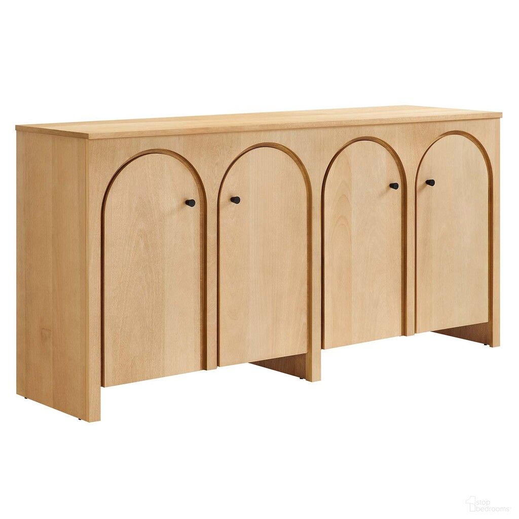 The appearance of Appia Wood Grain 4 Door Sideboard Storage Cabinet In Oak designed by Modway in the modern / contemporary interior design. This oak piece of furniture was selected by 1StopBedrooms from Appia Collection to add a touch of cosiness and style into your home. Sku: EEI-6538-OAK. Material: Wood.