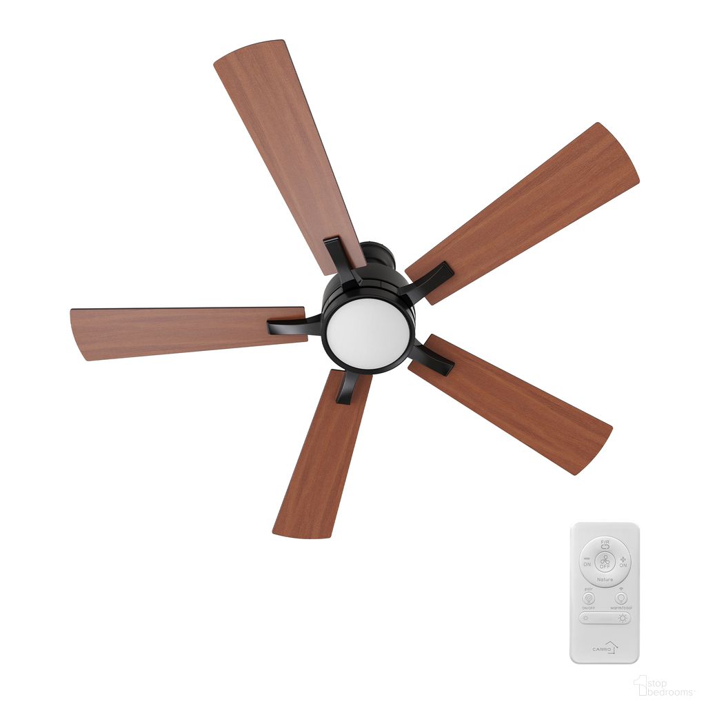 Appleton 56 Inch 5-Blade Flush Mount Smart Ceiling Fan with LED Light and Remote In Walnut and Black