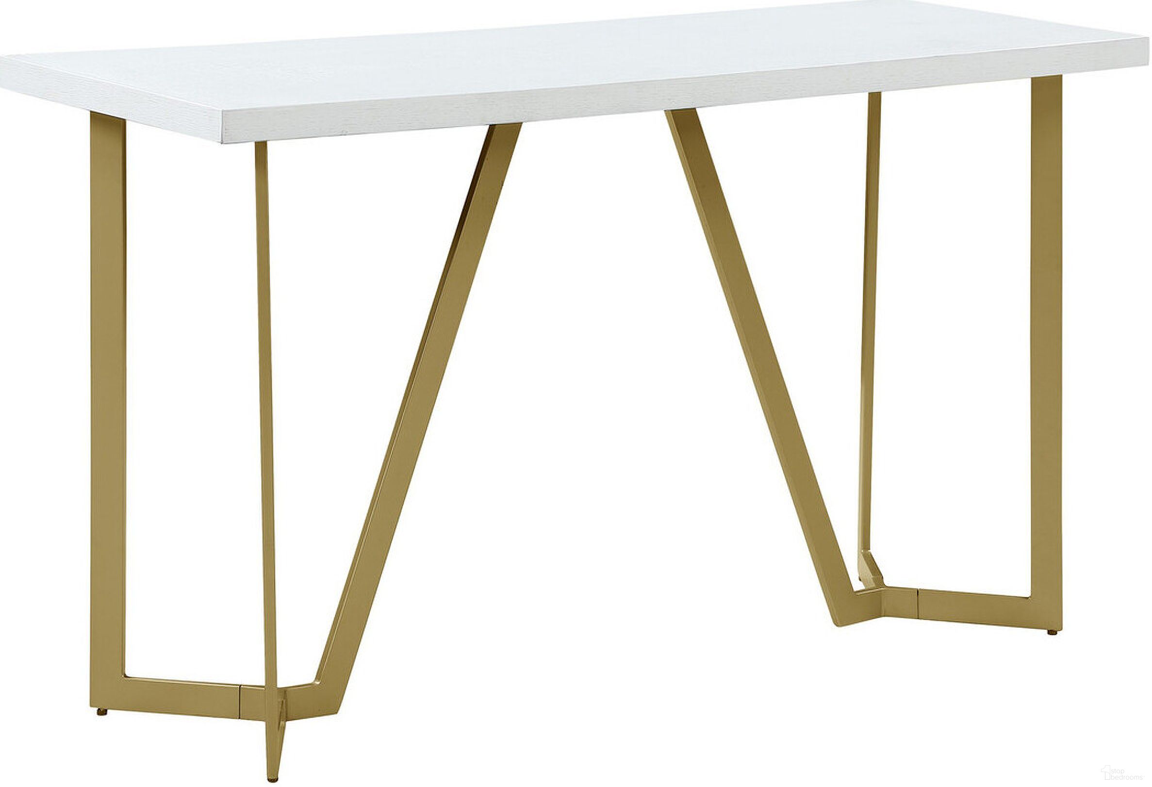 The appearance of April Console Table In White and Gold Painted Legs designed by Best Quality Furniture in the modern / contemporary interior design. This white and gold piece of furniture  was selected by 1StopBedrooms from April Collection to add a touch of cosiness and style into your home. Sku: CT285. Material: Wood.