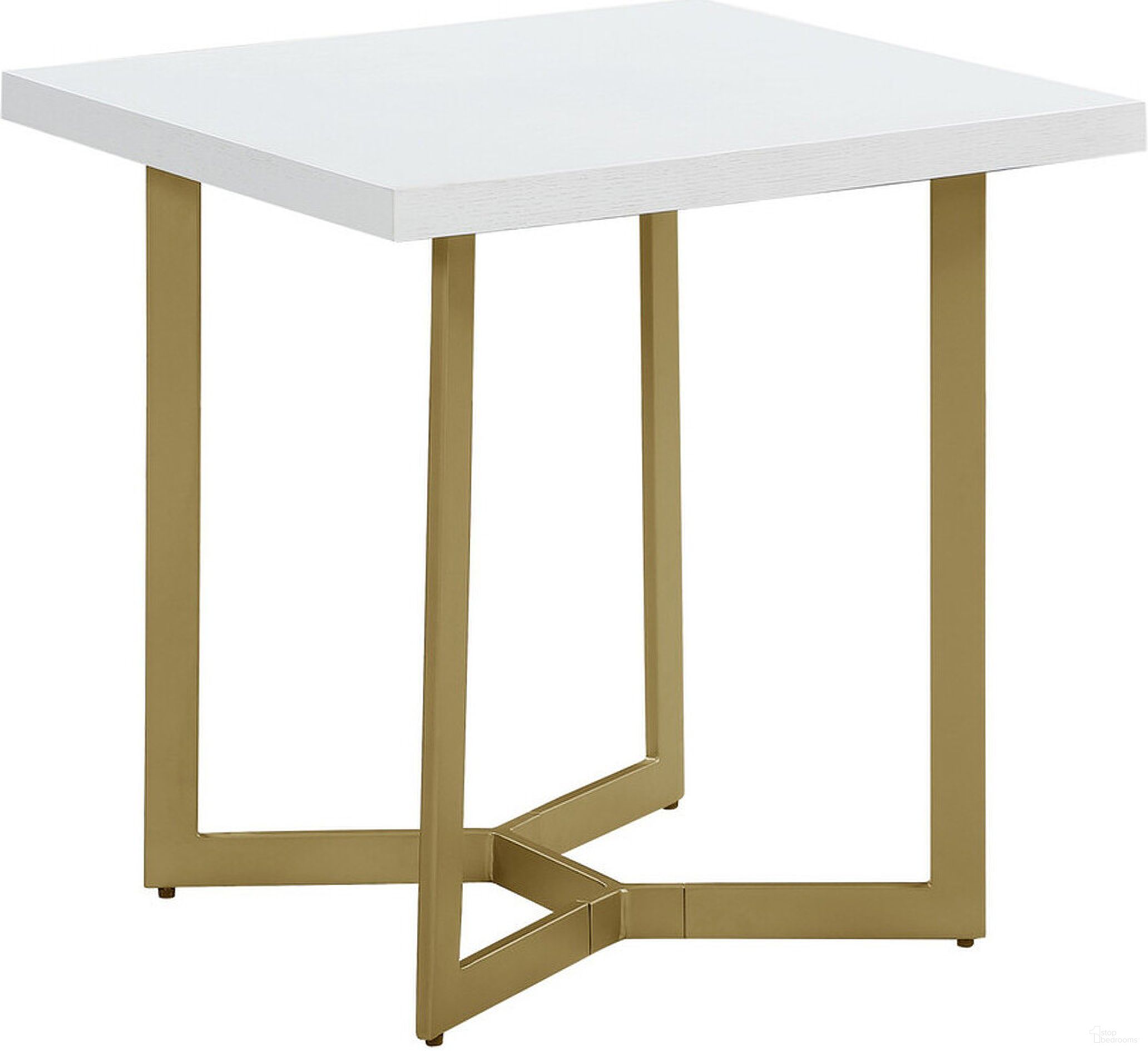 The appearance of April Sofa End Table In White and Gold Painted Legs designed by Best Quality Furniture in the modern / contemporary interior design. This white and gold piece of furniture  was selected by 1StopBedrooms from April Collection to add a touch of cosiness and style into your home. Sku: CT284. Material: Wood.
