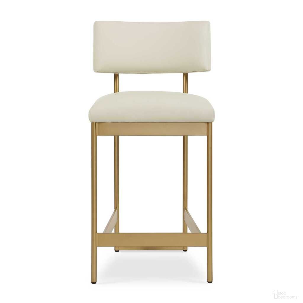 Apsley Counter Stool In White and Brass