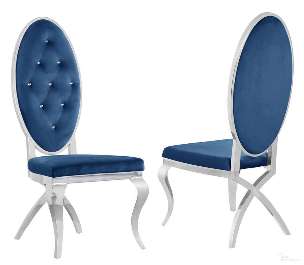 The appearance of Apurva Classy Tufted Dining Chairs Set of 2 In Navy Blue Velvet and Silver Stainless Steel designed by Best Quality Furniture in the modern / contemporary interior design. This navy blue and silver piece of furniture was selected by 1StopBedrooms from Apurva Collection to add a touch of cosiness and style into your home. Sku: SC59. Material: Velvet. Chair Type: Side Chair.