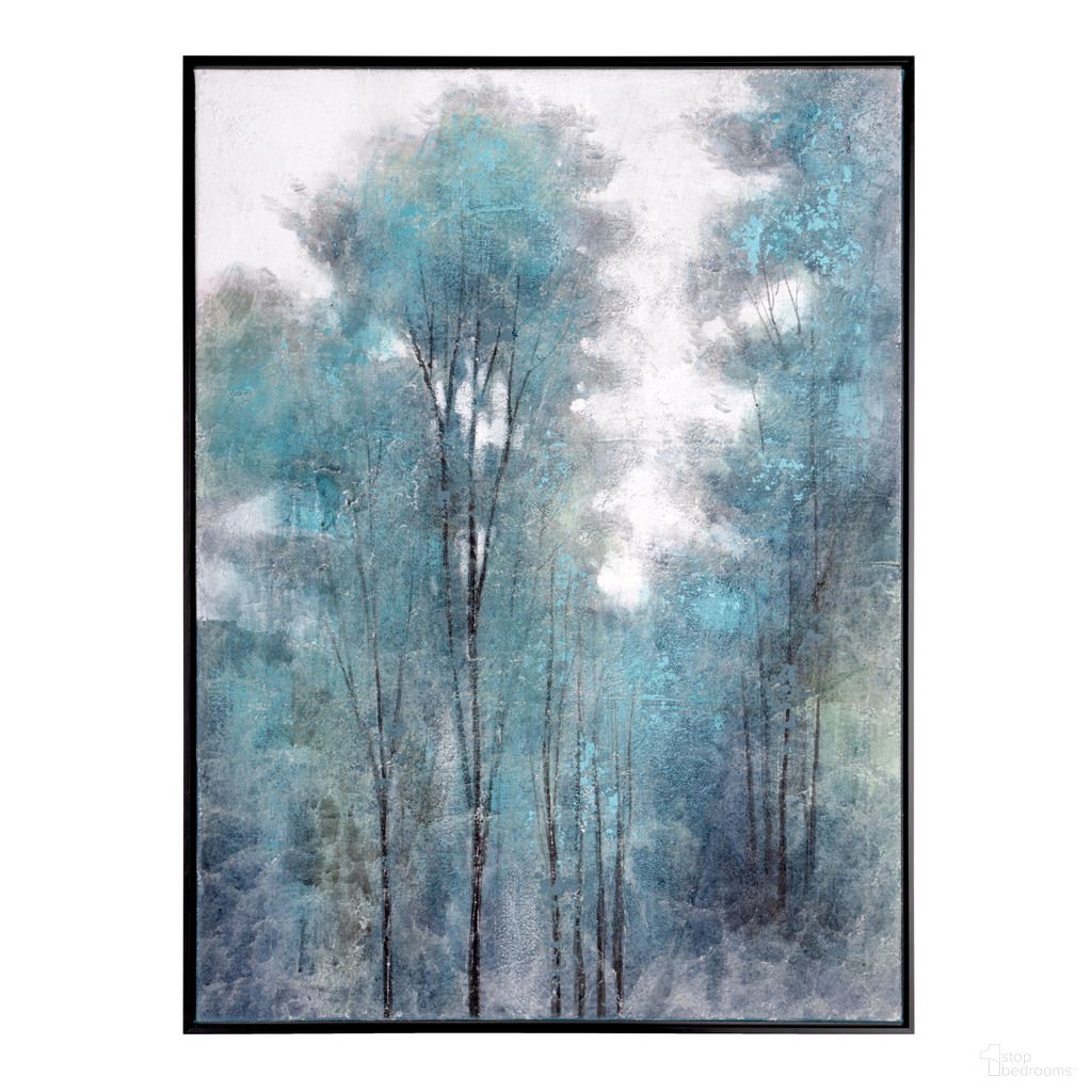 Aquamarine Forest Hand Painted Canvas In Blue and Green