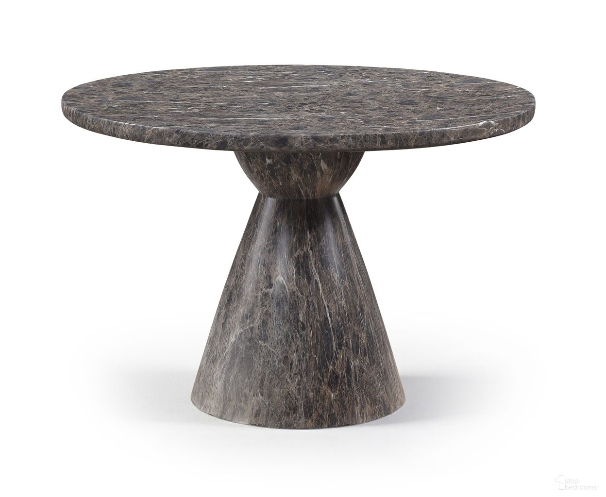 The appearance of Aquino 43.5 Inch Concrete Indoor and Outdoor Dining Table In Brown designed by Meridian in the modern / contemporary interior design. This brown piece of furniture  was selected by 1StopBedrooms from Aquino Collection to add a touch of cosiness and style into your home. Sku: 811Brown-T Box 1/2 (Top);811Brown-T Box 2/2 (Base). Table Base Style: Pedestal. Table Top Shape: Round. Material: Concrete. Size: 43".