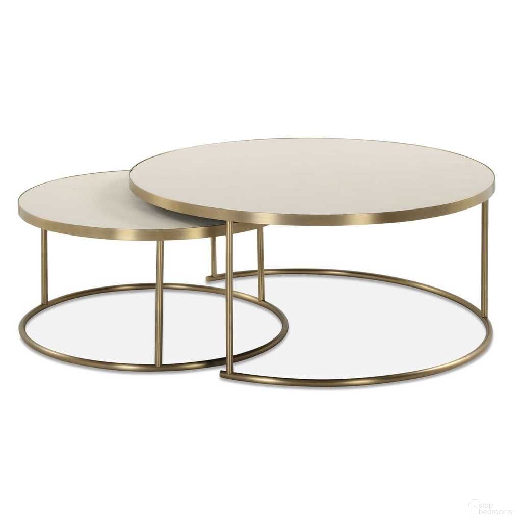 Aragon Nesting Coffee Tables Set of 2 In White and Brass