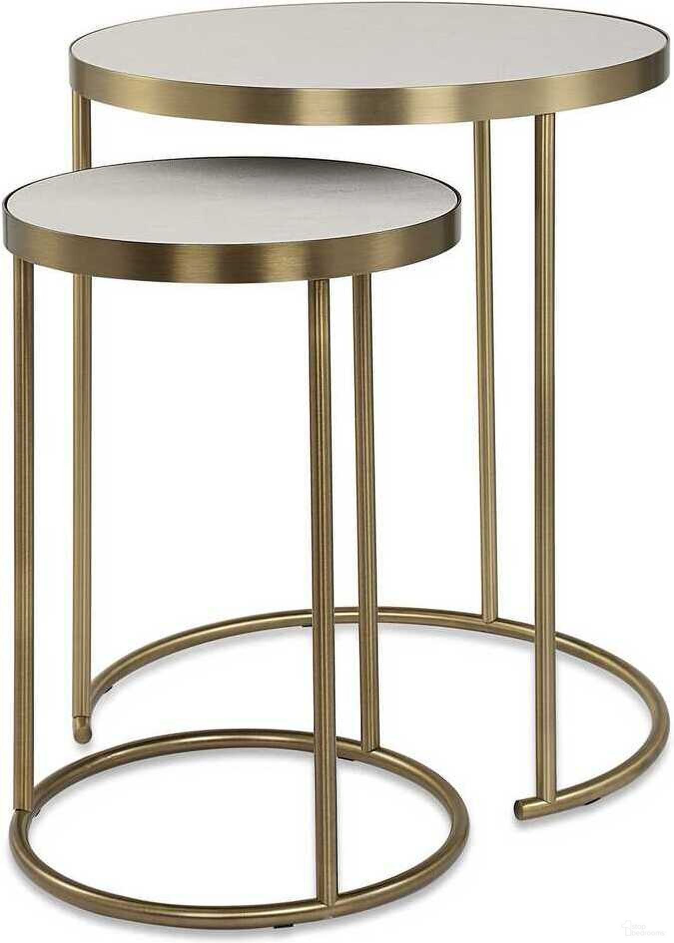 The appearance of Aragon Nesting Tables Set of 2 In White and Brushed Brass designed by Uttermost in the modern / contemporary interior design. This white and brushed brass piece of furniture  was selected by 1StopBedrooms from Aragon Collection to add a touch of cosiness and style into your home. Sku: 50007. Material: Iron.