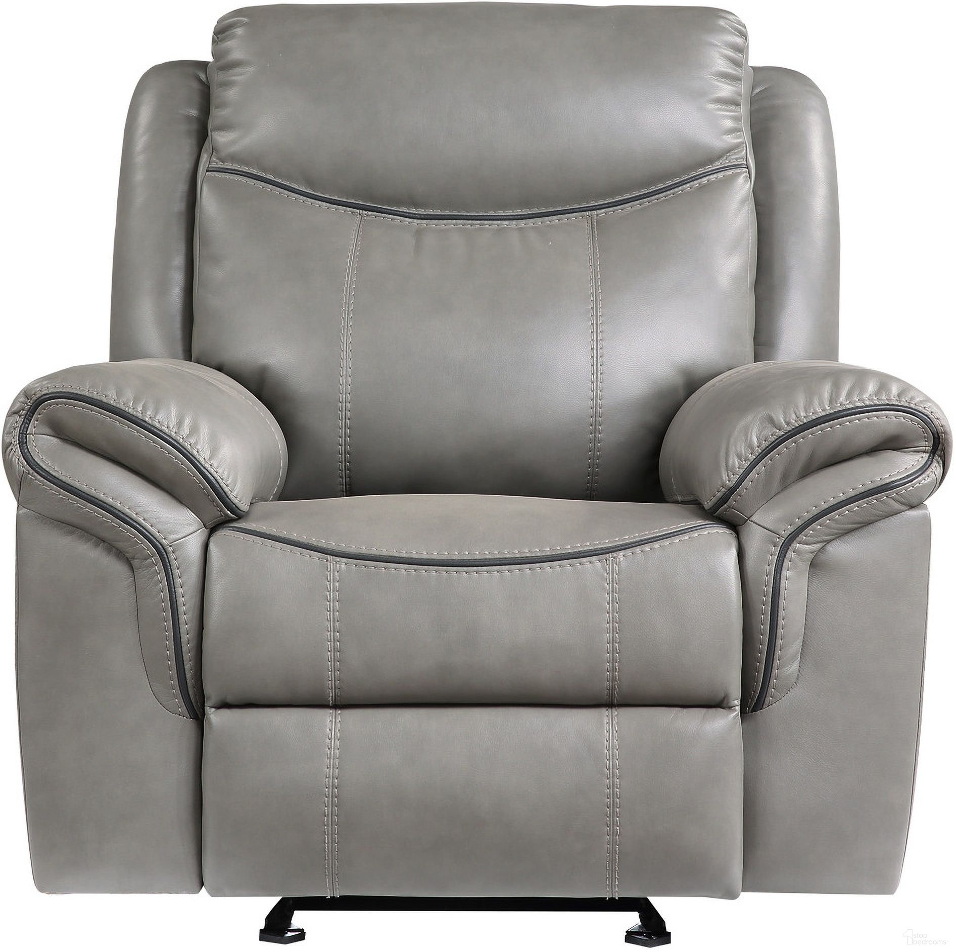 The appearance of Aram Gray Glider Reclining Chair designed by Homelegance in the modern / contemporary interior design. This gray piece of furniture was selected by 1StopBedrooms from Aram Collection to add a touch of cosiness and style into your home. Sku: 8206GRY-1. Material: Cotton.