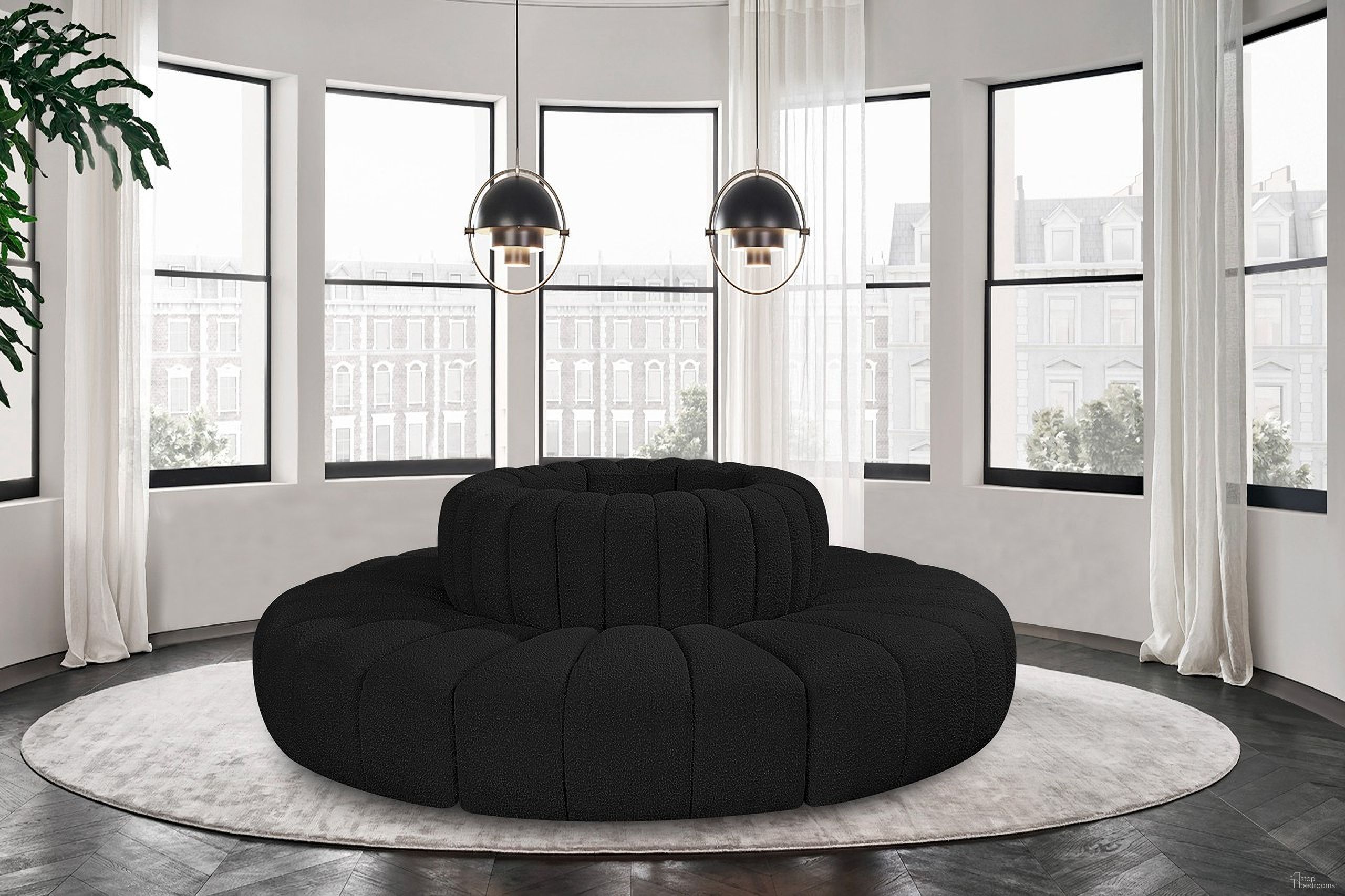 The appearance of Arc Boucle Fabric 8 Piece Modular Sofa In Black designed by Meridian in the modern / contemporary interior design. This black piece of furniture  was selected by 1StopBedrooms from Arc Collection to add a touch of cosiness and style into your home. Sku: 102Black-RC;102Black-RC;102Black-RC;102Black-RC;102Black-RC;102Black-RC;102Black-RC;102Black-RC. Layout: Modular. Material: Boucle.