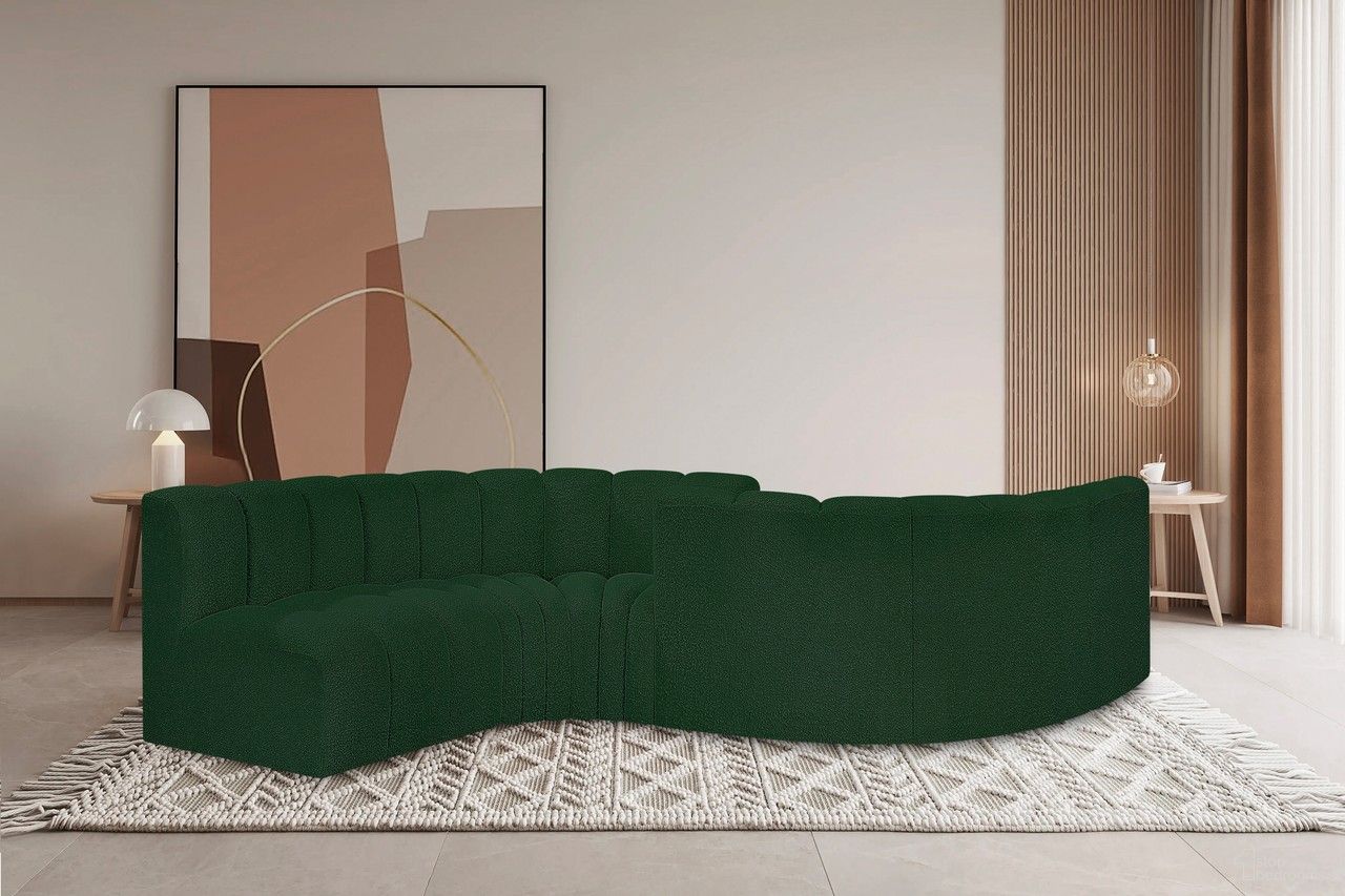 The appearance of Arc Boucle Fabric 6 Piece Modular Sofa In Green designed by Meridian in the modern / contemporary interior design. This green piece of furniture was selected by 1StopBedrooms from Arc Collection to add a touch of cosiness and style into your home. Sku: 102Green-ST;102Green-ST;102Green-CC;102Green-CC;102Green-CC;102Green-CC. Material: Plywood. Layout: Modular.