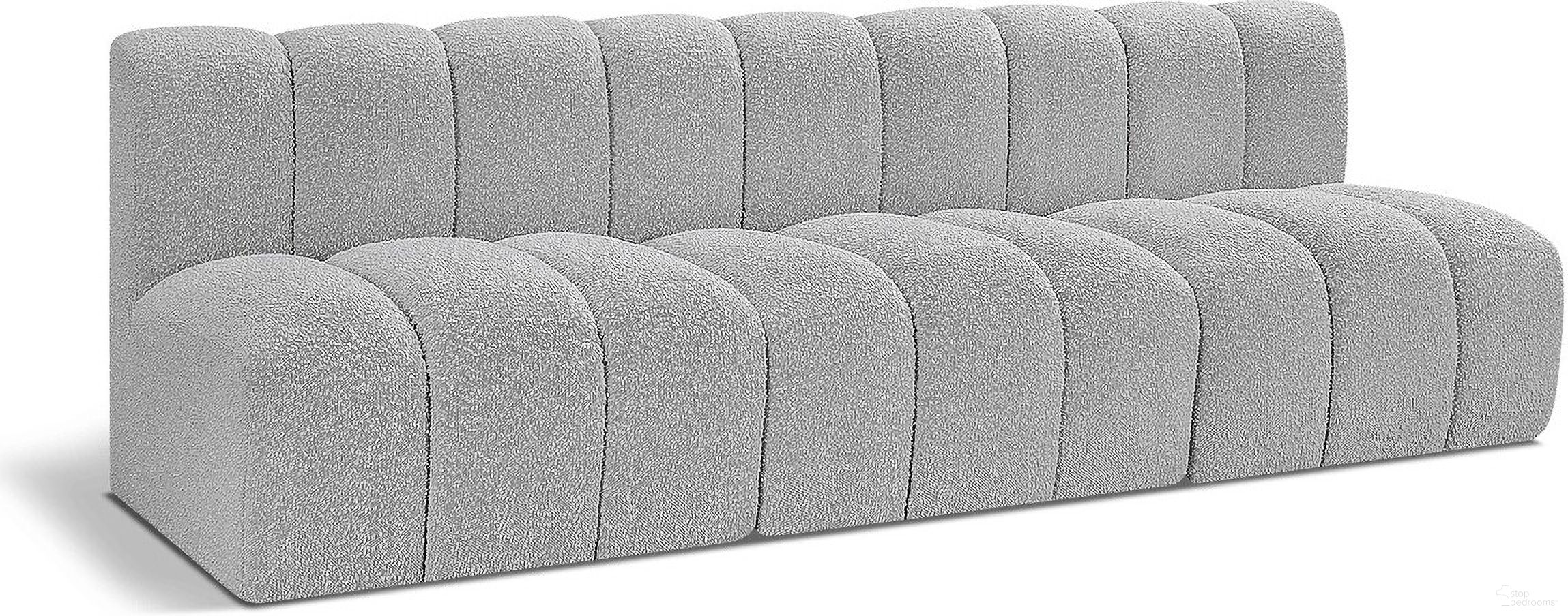 The appearance of Arc Boucle Fabric 3 Seater Modular Sofa In Grey designed by Meridian in the modern / contemporary interior design. This grey piece of furniture was selected by 1StopBedrooms from Arc Collection to add a touch of cosiness and style into your home. Sku: 102Grey-ST;102Grey-ST;102Grey-ST. Material: Plywood.