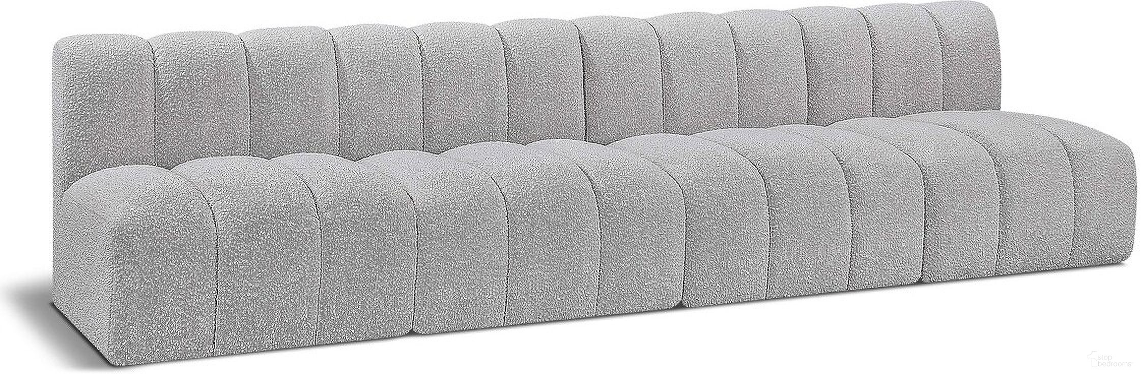 The appearance of Arc Boucle Fabric 4 Seater Modular Sofa In Grey designed by Meridian in the modern / contemporary interior design. This grey piece of furniture was selected by 1StopBedrooms from Arc Collection to add a touch of cosiness and style into your home. Sku: 102Grey-ST;102Grey-ST;102Grey-ST;102Grey-ST. Material: Plywood.