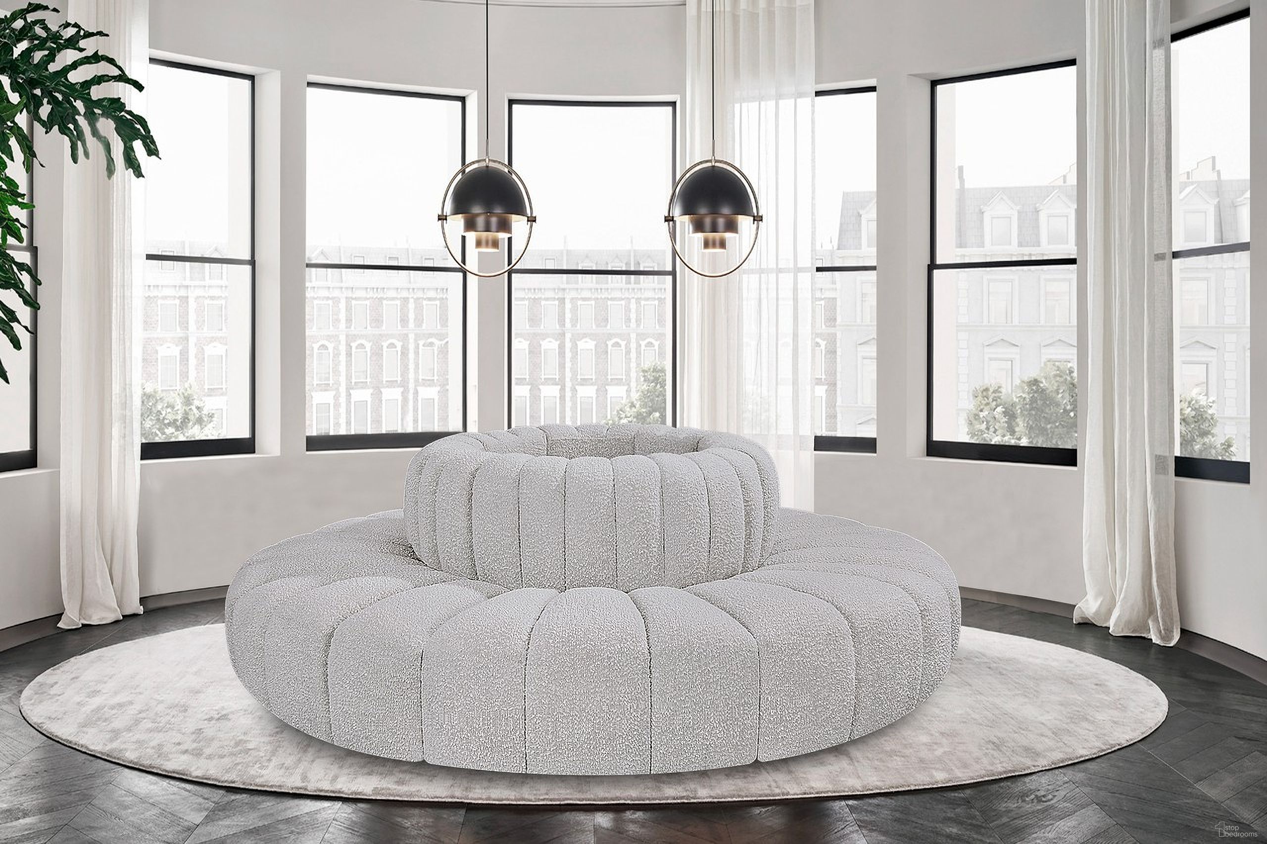 Arc Boucle Fabric 8 Piece Modular Sofa In Grey